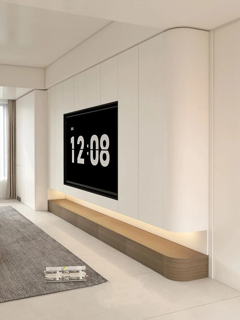 white Curved edge TV wall panel001 white Curved edge TV wall panel001